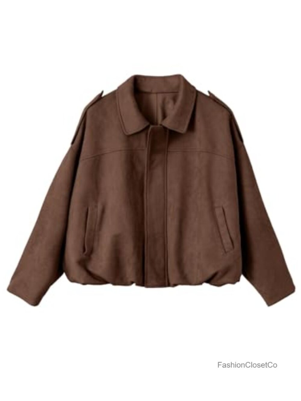 Faux Suede Cropped Bomber Jacket with Stretch and Metal Zipper